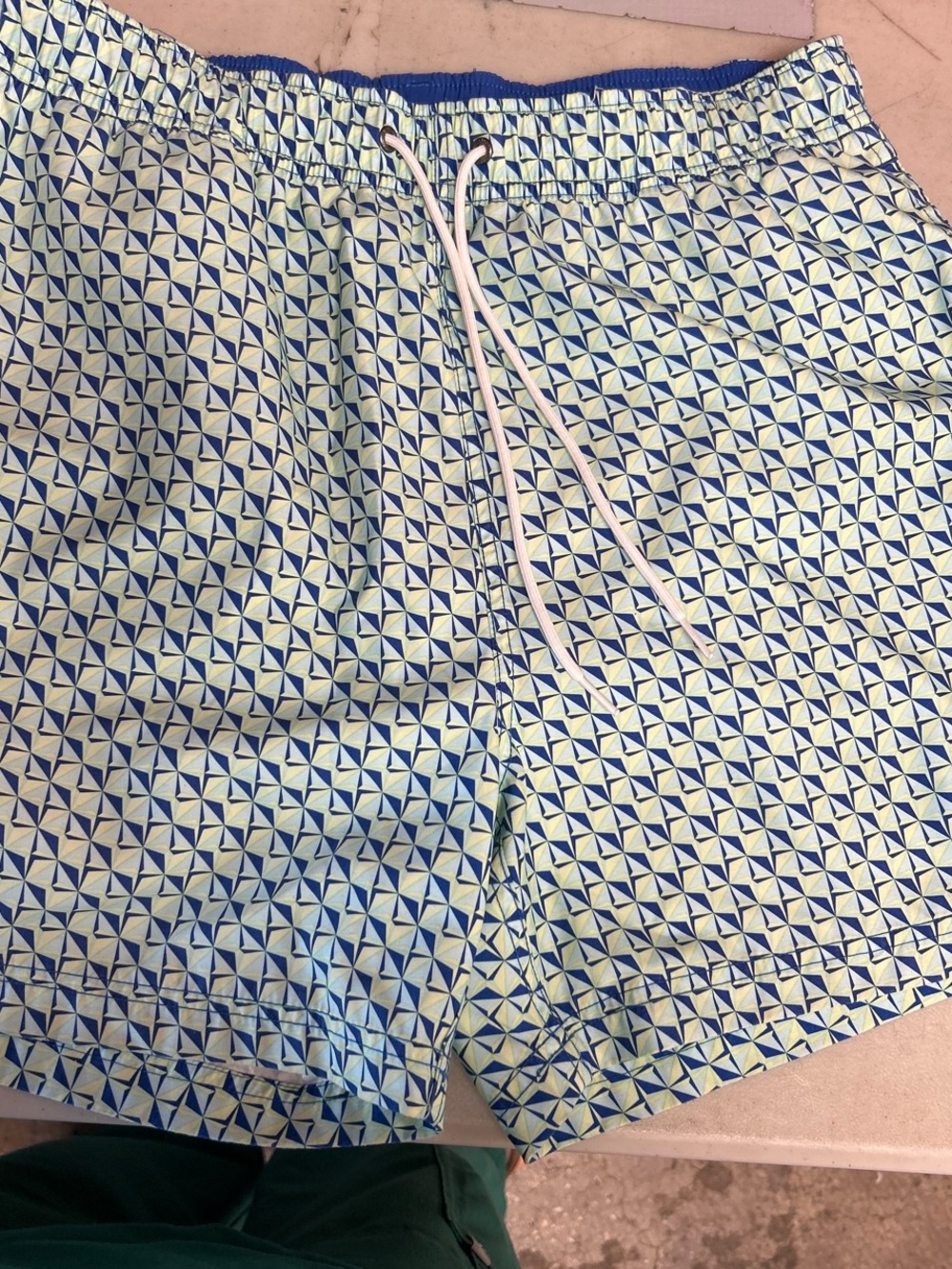 Nautica Blue & Light Green Geometric Swim Shorts